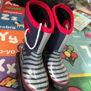 Kids Striped Rain Boots - Navy and Red